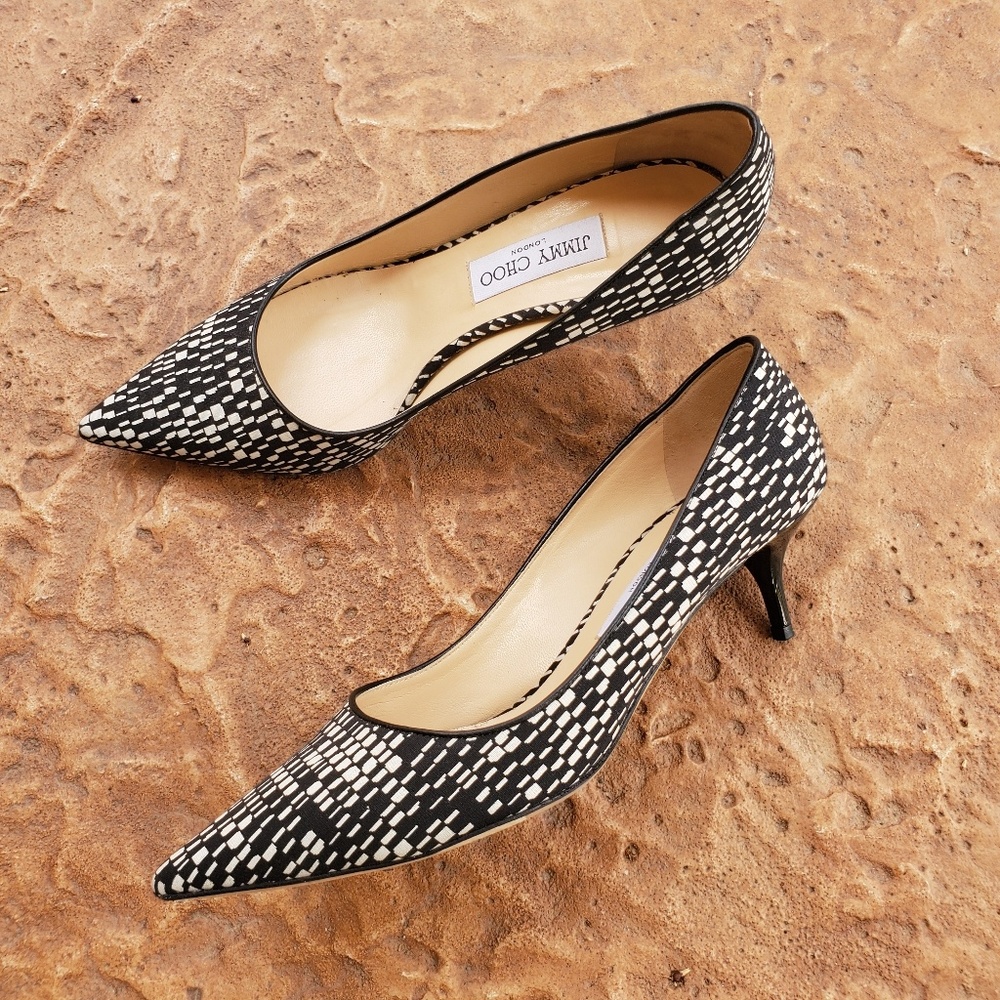 Jimmy Choo Aza Kitten Heels Geo Print 39 9 - Picture 3 of 8